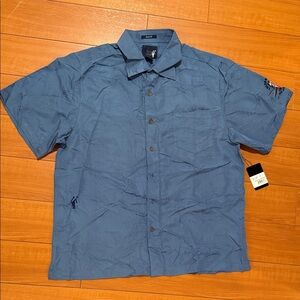 Blue Short Sleeve Button-Up Shirt